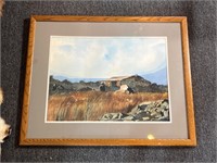 Signed Tuning Stone House watercolor painting