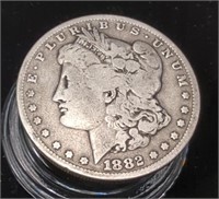 1882-O Morgan Silver Dollar, 90% Silver 38.1MM,
