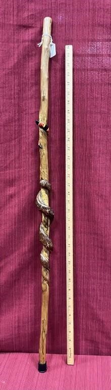 Walking stick with carved and painted snake 39.5”