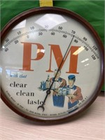 PM Whiskey 1950’s  Advertising Thermometer