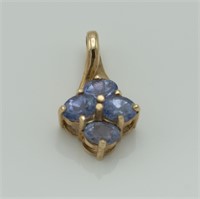Yellow Gold Gemstone Floral Necklace Pendant