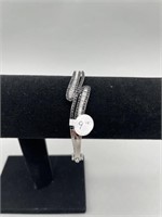 9” Hinged Bangle
Bracelet-
Black & clear gem