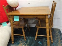 Children's Wooden table and 2 chair set