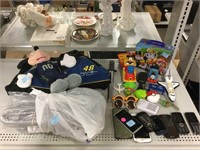 Mickey plush, small toys and phones. Electronics.