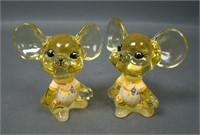 Two Fenton Buttercup Decorated Mice Figurines