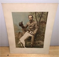 Antique Photo Man and Staffordshire Dog
