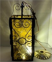 Vtg Spanish Gothic Revival Glass Light.