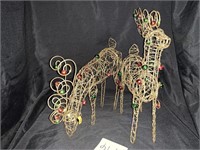 2 WIRE CHRISTMAS DEER DECORATIONS - 10 “ & 14 “