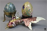Granite Egg, Cloisonné Egg & Fish