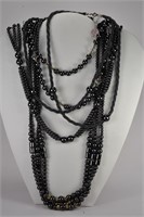 Seven Hematite Necklaces Assorted Lengths