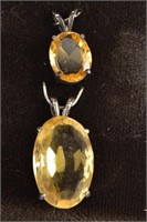 Two Citrine Pendants 1ct & 1.7ct Sterling