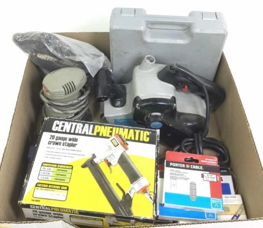 Assorted Tools, Pneumatic Stapler, Nail Gun