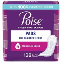 Poise Women's Pads  5 Drop  Long  128Ct