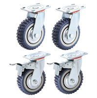 6 Inch Heavy Duty Plate Casters Wheels, 4 pck