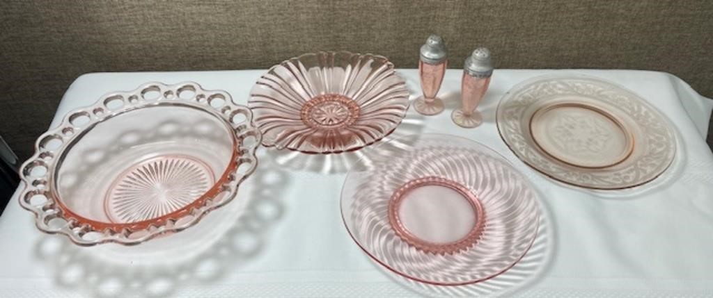 VINTAGE PINK GLASS DISHES