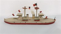 mid WWII hand-made wooden ship toy-9”