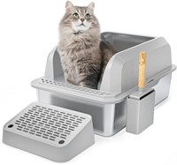 Enclosed Stainless Steel Cat Litter Box with