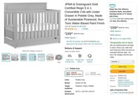W8097  JPMA Convertible Crib, Pebble Grey, Pinewoo
