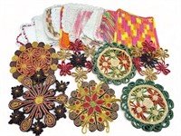 Vintage woven fiber trivets & crocheted hot pads