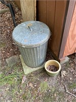 Trash Can, Pot, and Wood
