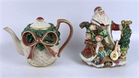 Fitz & Floyd Christmas Porcelain Teapots