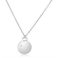 .01ct Diamond Accent Polished Disc Silver Necklace