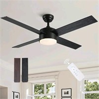SNJ White Ceiling Fans with Lights and Remote, 52