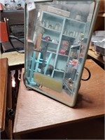 Vintage lighted mirror with stand