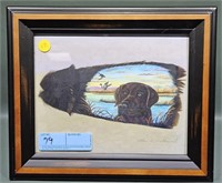 ALLEN CROTHAMEL PRINT OF LAB PAINTED ON FEATHER