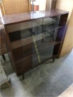 Dark Mahogany Mid Century Sliding Glass Bookcase