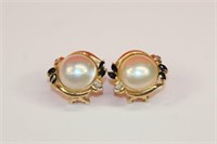 14kt yellow gold Mabe Pearl Earrings featuring