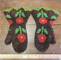 Vintage Hand Hooked Oven Mits