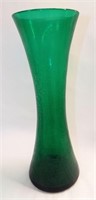 Mid Century Ohio Valley Green Crackle Glass Vase