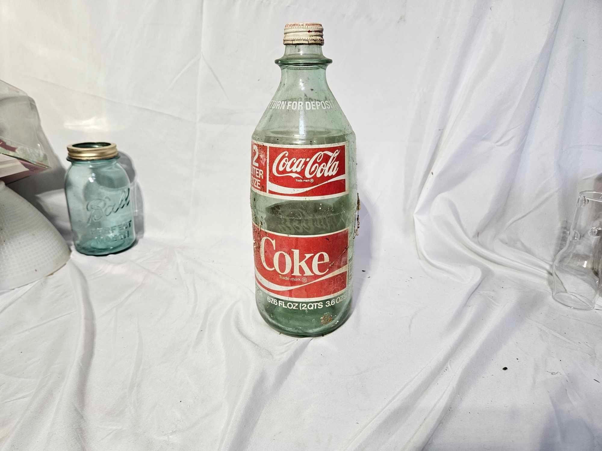1970s Vintage Coca Cola 2 Liter Empty Glass Coke