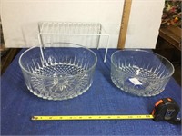 Two beautiful etched glass serving bowls