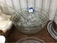 Vintage glass Libby thumb print punch bowl,
