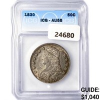 1830 Capped Bust Half Dollar ICG AU55
