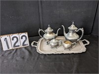 Silver Plate Tea Set with Tray
