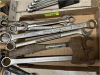 Box of wrenches and hatchet