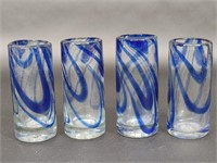 Set of 4 Vintage Hand Blown Shot Glasses