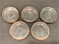 Lot of 5 Silver Plate on Brass with Glass Base Coa