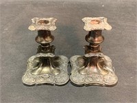 Pair of Silver-Plate on Brass Light Holders