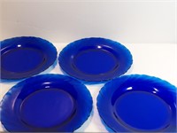 4pc Ultramarine Blue Swirl Pattern Dinner Plates
