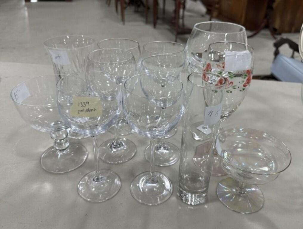 Set of Clear Glass Stemware