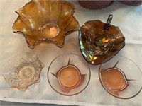 Orange Carnival Glass Bowls & Candy Dishes