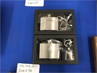 TWO NEW UMO LORENZO STAINLESS STEEL FLASK AND