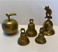 Collection of 5 Brass bells