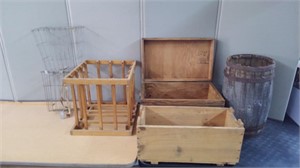 WOOD BOXES,CRATE, BICYCLE BASKETS, BARREL PIECE