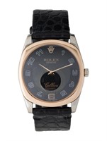 18k Gold Rolex Cellini Danaos Blk Dial Watch 33mm