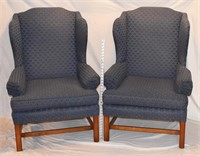 PAIR NICE CHIPPENDALE STYLE WING BACK CHAIRS